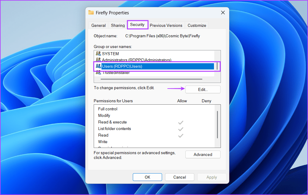 Take-Full-Ownership-of-the-Uninstaller-File-3 أفضل 6 طرق لإصلاح خطأ "ليس لديك وصول كافٍ لإلغاء التثبيت" في Windows