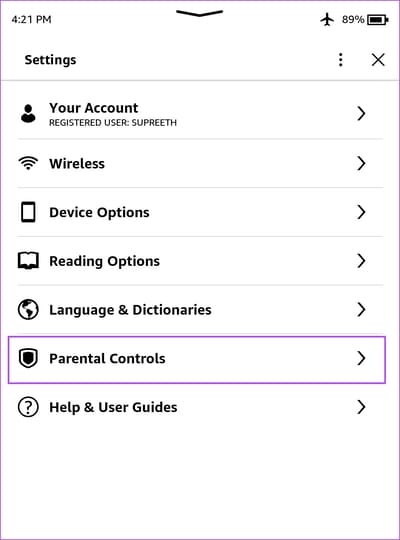 Tap-on-Parental-Controls كيفية ضبط وإدارة المراقبة الأبوية على جهاز Kindle