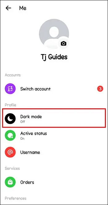 Turning-on-the-Dark-Mode-in-the-Messenger-App-3 كيفية إزالة سمة افتراضية في Messenger