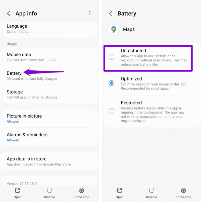 Unrestricted-Battery-Usage-to-Google-Maps-1524x1536-1 أفضل 8 طرق لإصلاح عدم تحديث مشاركة الموقع في Google Maps على Android و iPhone