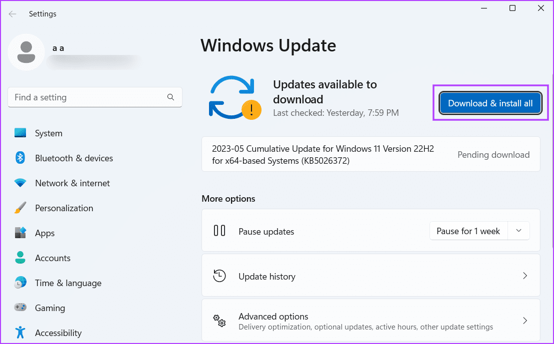 Update-Windows-2-1 أفضل 8 طرق لإصلاح خطأ عدم وجود تكوين IP صالح في Ethernet على Windows 11