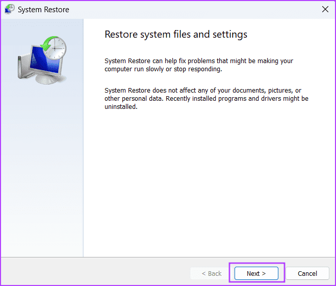 Use-System-Restore-2 أفضل 8 طرق لإصلاح خطأ عدم وجود تكوين IP صالح في Ethernet على Windows 11