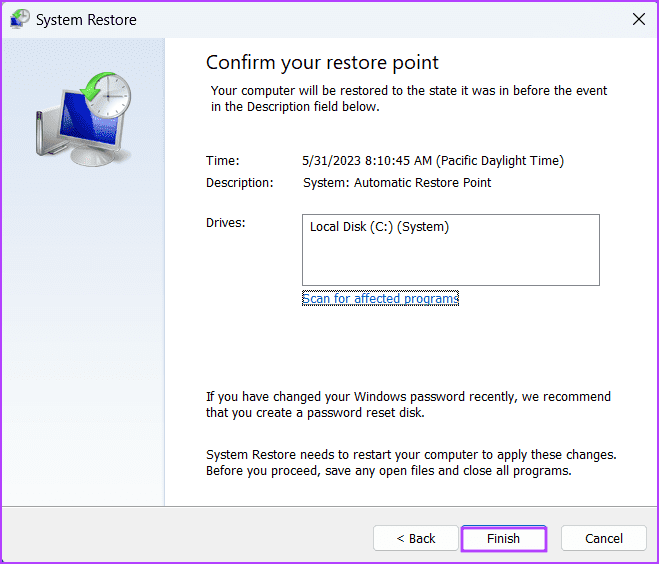 Use-System-Restore-6 أفضل 5 طرق لإصلاح خيار "تبديل المستخدم" مفقود من شاشة تسجيل الدخول إلى Windows