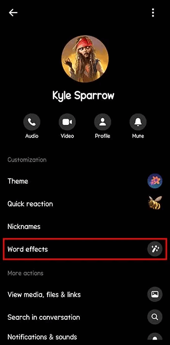 Word-Effects-Added-With-Themes-3 كيفية إزالة سمة افتراضية في Messenger
