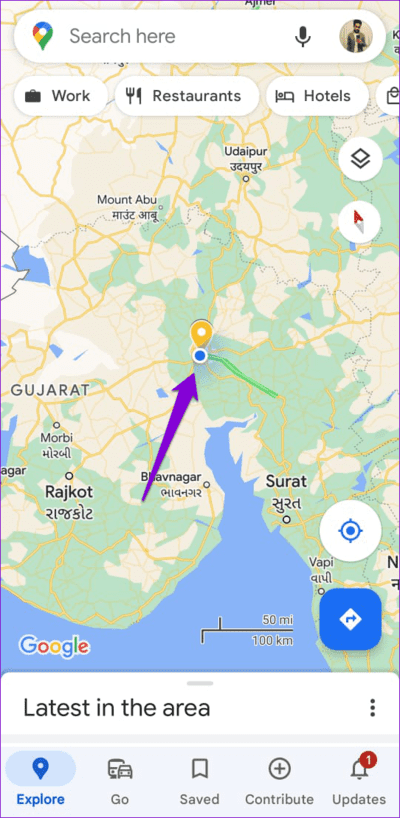 Your-Location-in-Google-Maps-1 أفضل 8 طرق لإصلاح عدم تحديث مشاركة الموقع في Google Maps على Android و iPhone