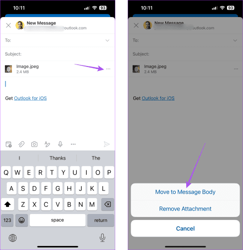 add-inline-image-to-outlook-on-mobile كيفية إضافة صور إلى بريد Outlook الإلكتروني ومضمنة في البريد الإلكتروني على الهاتف المحمول وسطح المكتب