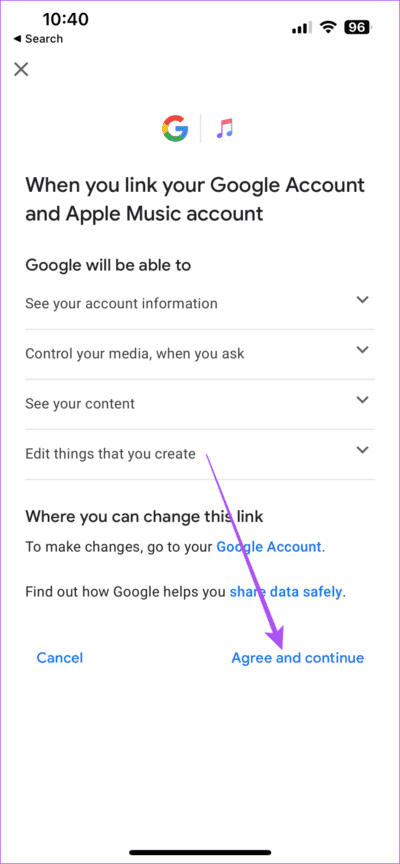 agree-and-continue-apple-music-google-home-711x1536-1 كيفية توصيل Apple Music بـ Google Home على iPhone و Android