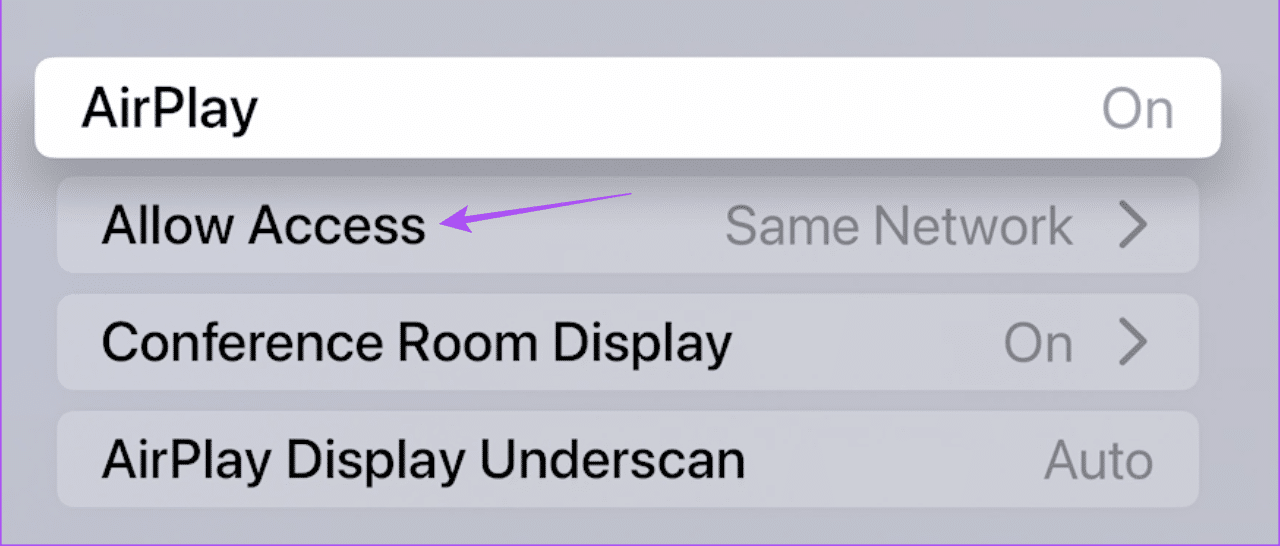 allow-access-airplay-apple-tv كيفية إضافة كلمة مرور AirPlay إلى iPhone و iPad و Mac و Apple TV