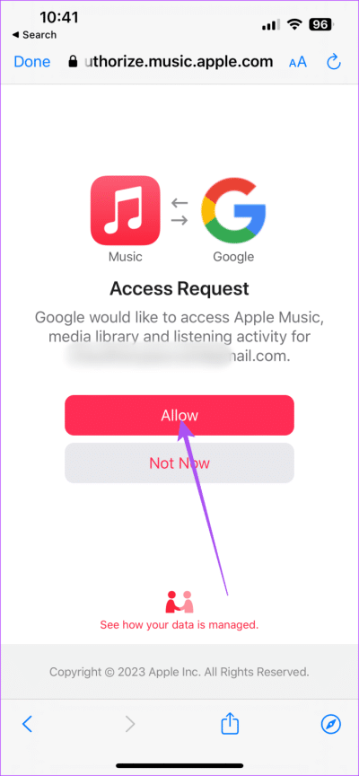 allow-access-google-apple-music-711x1536-2-e1686307570435 كيفية توصيل Apple Music بـ Google Home على iPhone و Android
