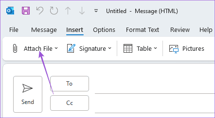 attach-file-email-outlook-windows كيفية إضافة صور إلى بريد Outlook الإلكتروني ومضمنة في البريد الإلكتروني على الهاتف المحمول وسطح المكتب