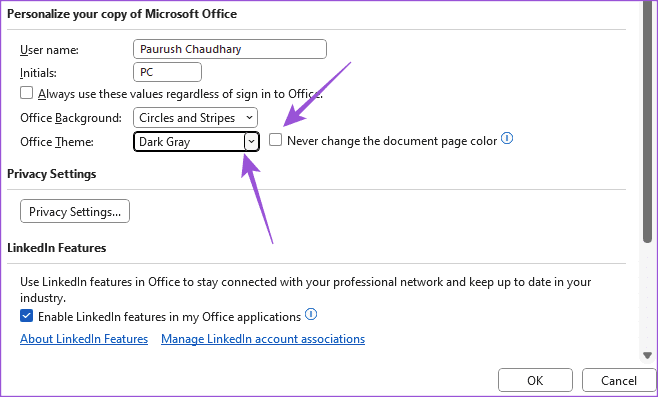 change-theme-to-dark-gray-ms-word-windows-11-1 كيفية فرض الوضع الداكن في Microsoft Word على Windows و Mac