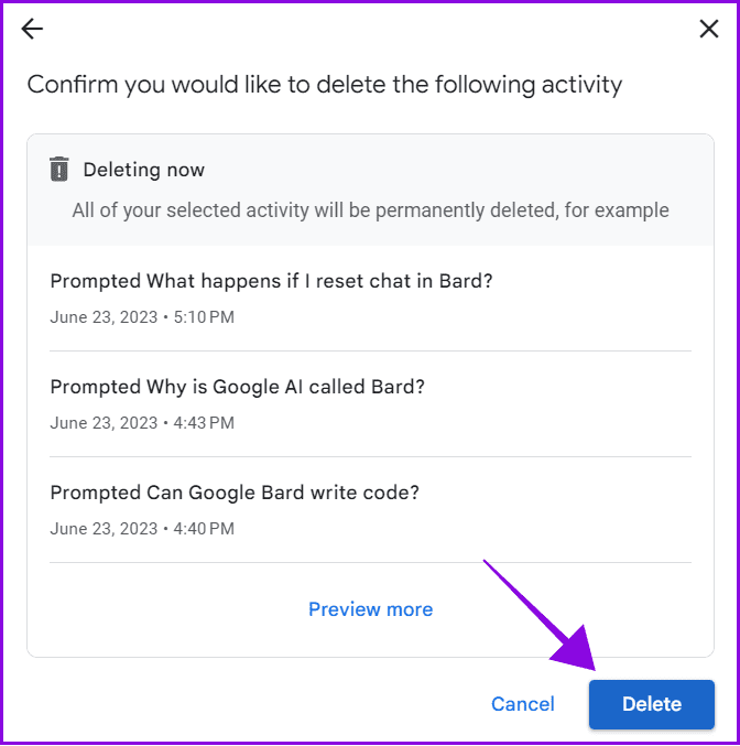 choose-Delete كيفية عرض وحذف سجل Google BARD وبيانات النشاط