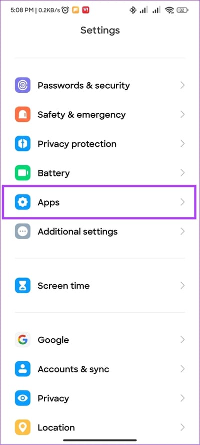 choose-apps-from-settings كيفية مسح ذاكرة التخزين المؤقت في Opera و Opera GX