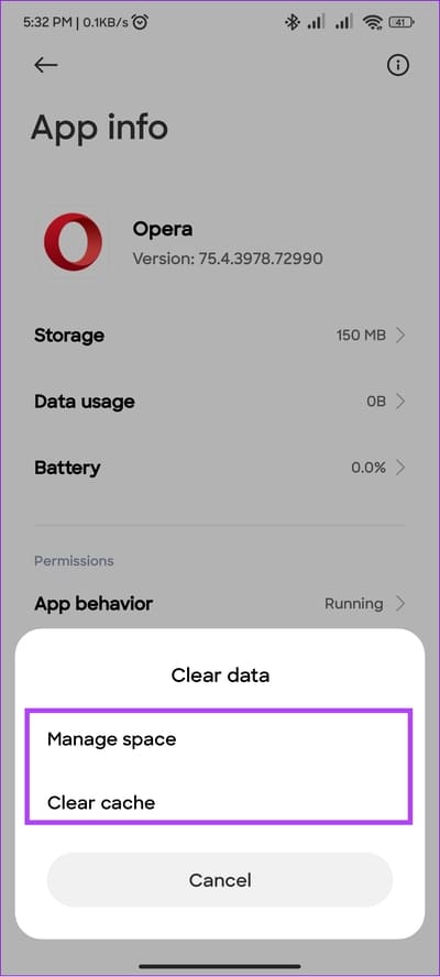 choose-between-manage-cache-and-clear-cache كيفية مسح ذاكرة التخزين المؤقت في Opera و Opera GX
