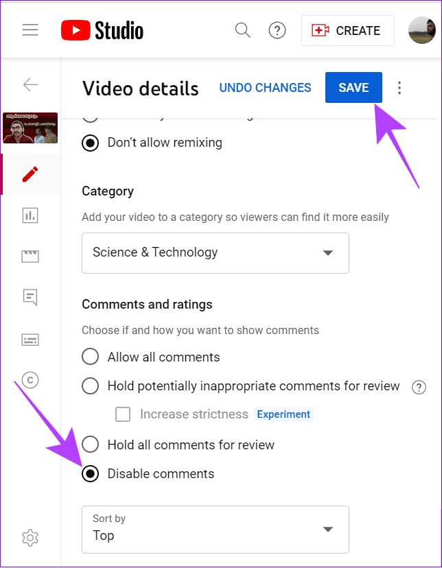 choose-diable-comments-and-hit-save كيفية إيقاف تشغيل التعليقات على YouTube