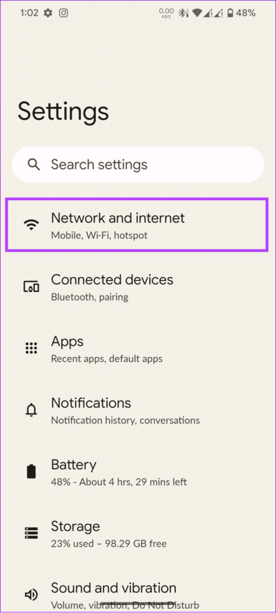 choose-network-and-internet كيفية إيقاف تشغيل مكالمات Wi-Fi على أي هاتف Android