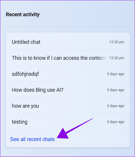 choose-see-all-recent-chats كيفية عرض سجل دردشة Bing وتصديرها وحذفها