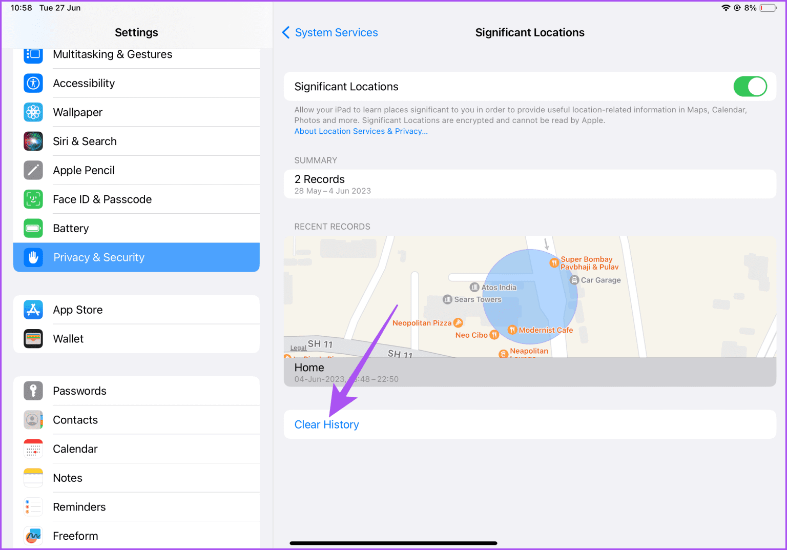 clear-history-significant-locations-iPad-1536x1073-1 كيفية التحقق من سجل المواقع الجغرافية على iPhone و iPad و Mac