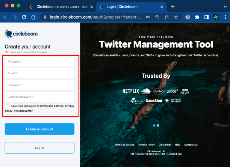 create-account كيف تجد أفضل وقت للنشر على twitter