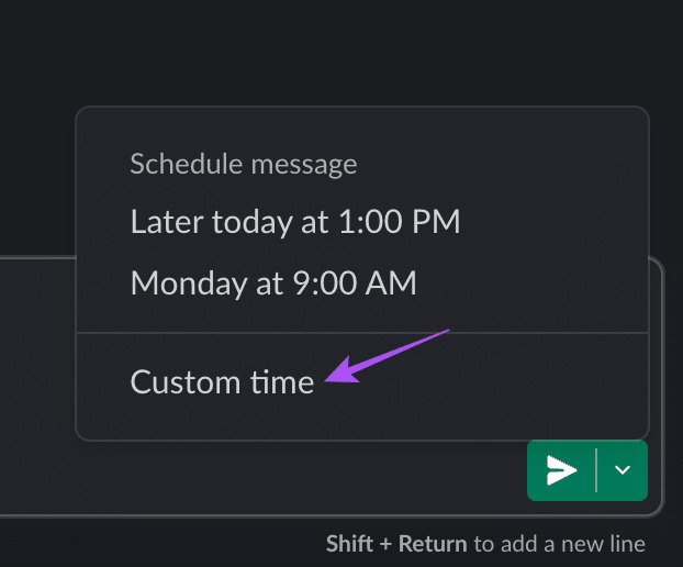custom-time-slack-message-schedule- كيفية جدولة الرسائل في Slack على الهاتف المحمول وسطح المكتب