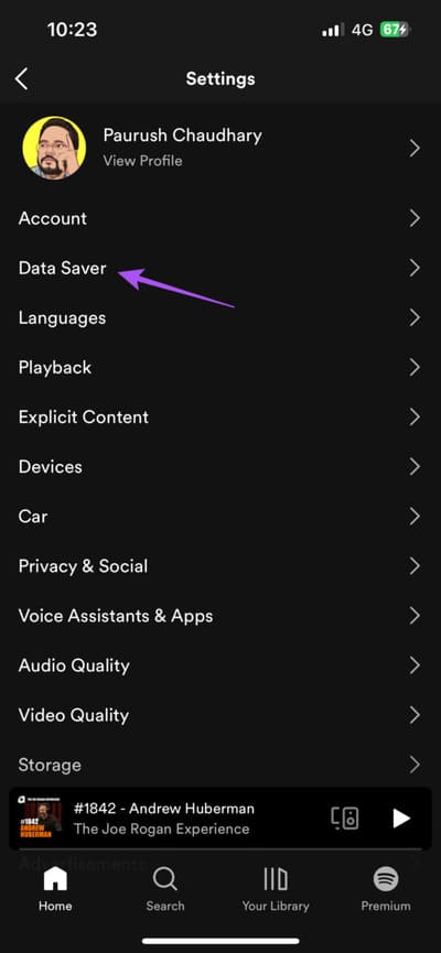 data-saver-spotify-app-iphone-710x1536-1 أفضل 6 إصلاحات لعدم تنزيل ملفات البودكاست في Spotify على iPhone