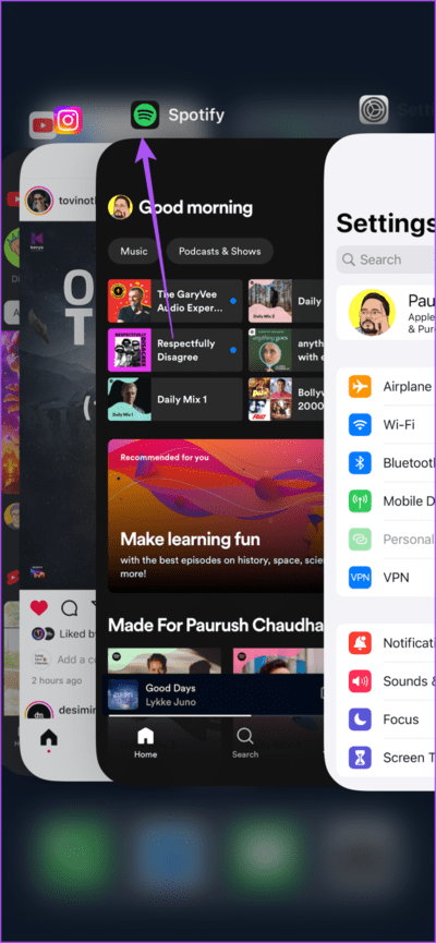 force-quit-spotify-iphone-710x1536-1 أفضل 6 إصلاحات لعدم تنزيل ملفات البودكاست في Spotify على iPhone