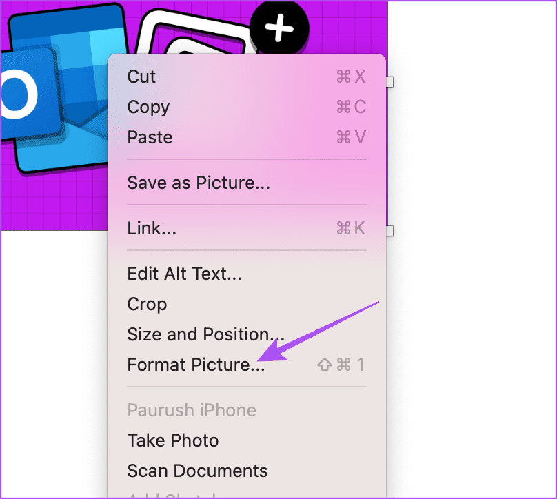 format-inline-picture-outlook-mac كيفية إضافة صور إلى بريد Outlook الإلكتروني ومضمنة في البريد الإلكتروني على الهاتف المحمول وسطح المكتب