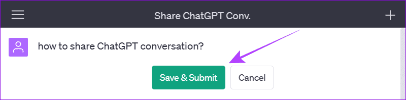 hit-save-submit كيفية مشاركة محادثات ChatGPT