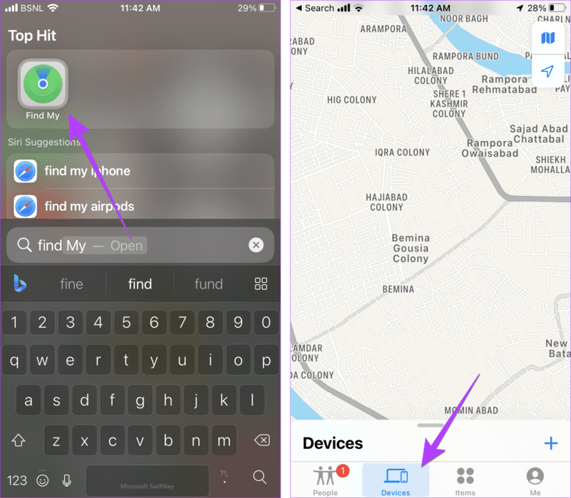 iPhone-Find-My-App-Open كيفية اختبار اتصال لسماع رنين Apple Watch من iPhone والعكس بالعكس