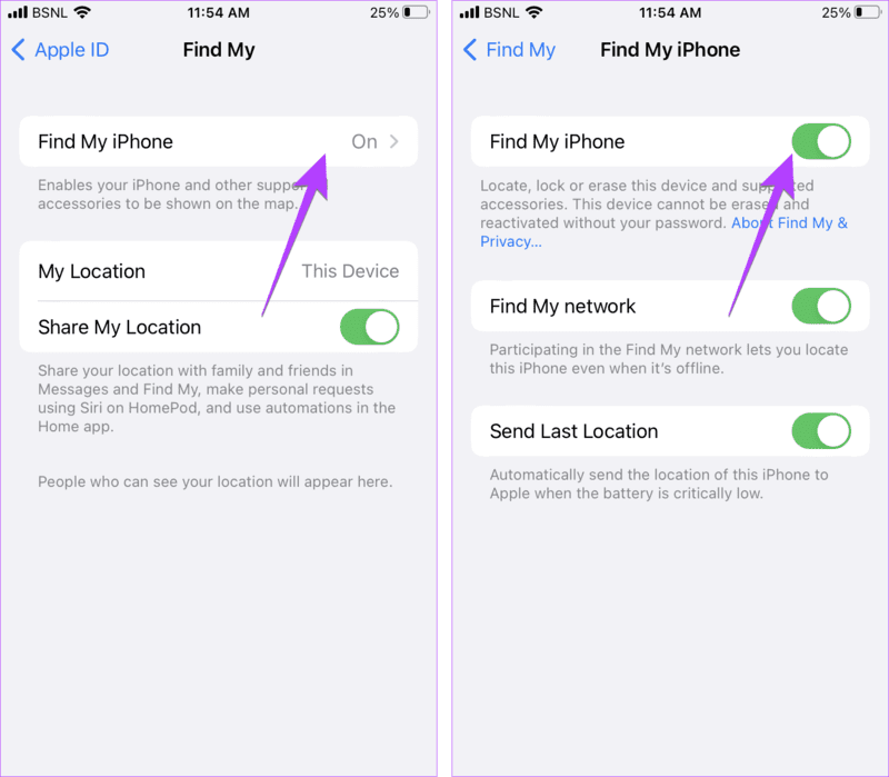 iPhone-Find-my-Enable كيفية اختبار اتصال لسماع رنين Apple Watch من iPhone والعكس بالعكس