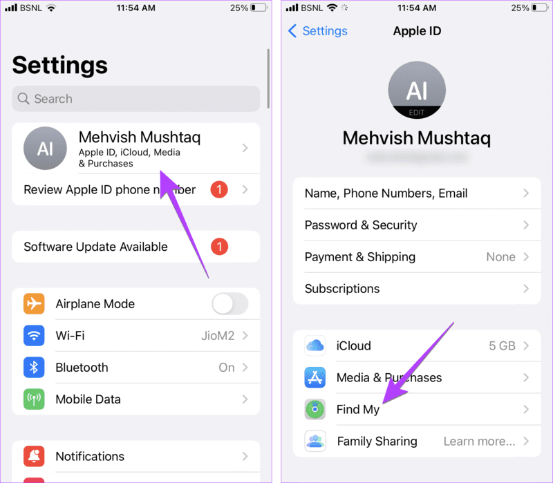 iPhone-Find-my-Settings كيفية اختبار اتصال لسماع رنين Apple Watch من iPhone والعكس بالعكس