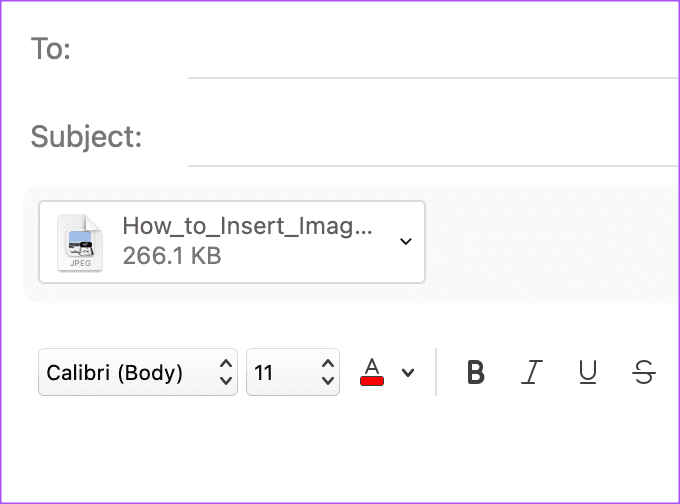 image-as-attachment-outlook-email-mac كيفية إضافة صور إلى بريد Outlook الإلكتروني ومضمنة في البريد الإلكتروني على الهاتف المحمول وسطح المكتب