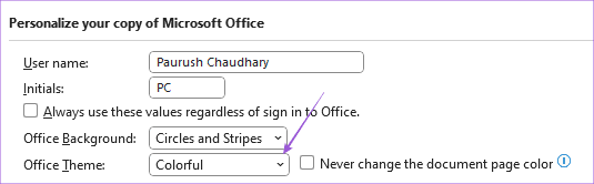 office-theme-settings-ms-word-windows-11 كيفية فرض الوضع الداكن في Microsoft Word على Windows و Mac