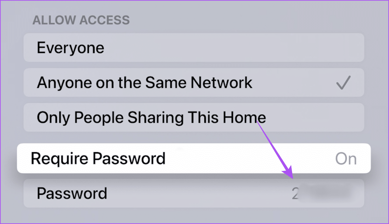 password-for-airplay-settings-apple-tv كيفية إضافة كلمة مرور AirPlay إلى iPhone و iPad و Mac و Apple TV