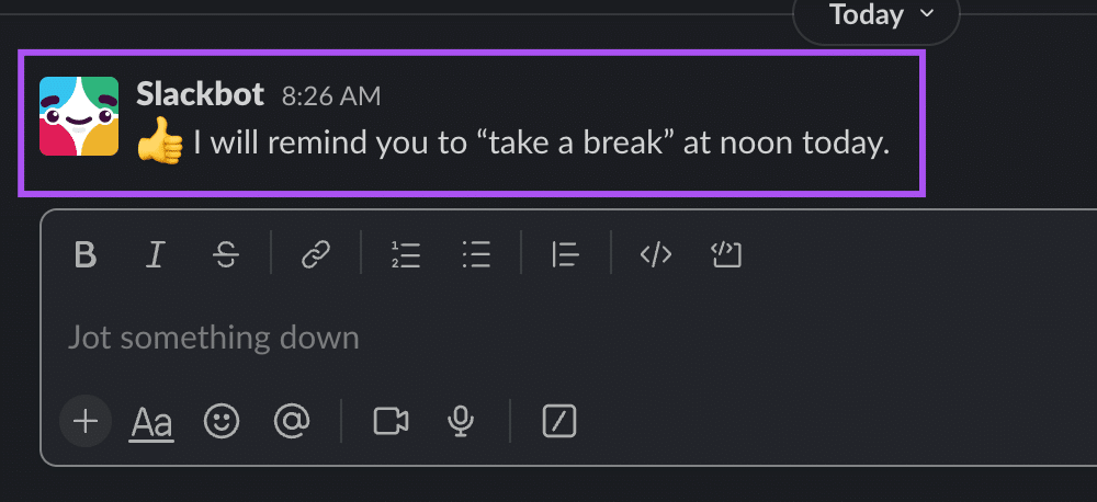 recurring-message-slackbot-desktop كيفية جدولة الرسائل في Slack على الهاتف المحمول وسطح المكتب
