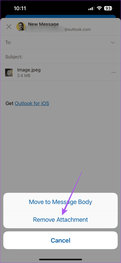 remove-attachment-outlook-email-mobile-711x1536-1-e1687286138182 كيفية إضافة صور إلى بريد Outlook الإلكتروني ومضمنة في البريد الإلكتروني على الهاتف المحمول وسطح المكتب