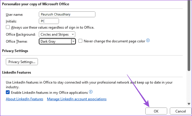 save-dark-gray-settings-ms-word-windows-11 كيفية فرض الوضع الداكن في Microsoft Word على Windows و Mac