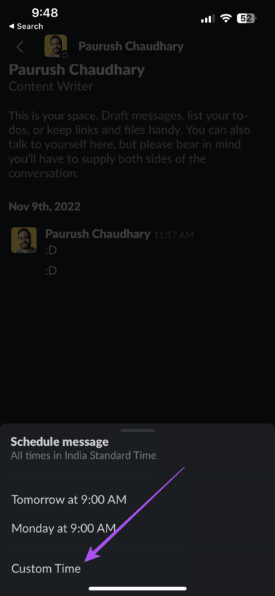 schedule-slack-message-at-custom-time-on-mobile-710x1536-1 كيفية جدولة الرسائل في Slack على الهاتف المحمول وسطح المكتب
