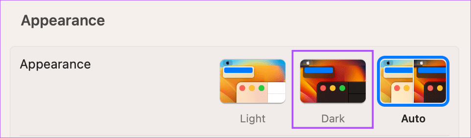 select-dark-appearance-mac- كيفية فرض الوضع الداكن في Microsoft Word على Windows و Mac
