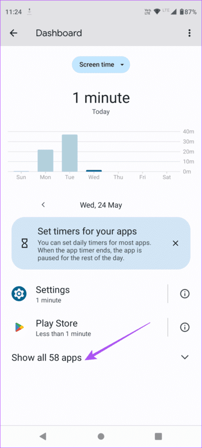 show-all-apps-dashboard-wellbeing-android-693x1536-1 كيفية تعيين حدود التطبيق على Android