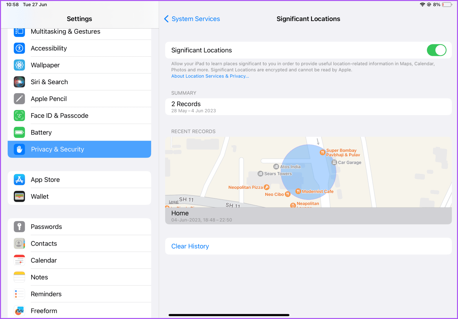 significant-locations-on-iPad-1536x1073-1 كيفية التحقق من سجل المواقع الجغرافية على iPhone و iPad و Mac