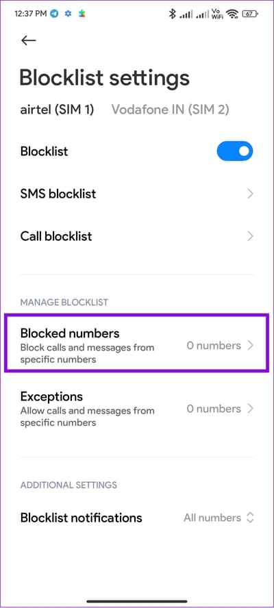 tap-blocked-numbers كيفية البحث عن الأرقام المحظورة على أي جهاز Android