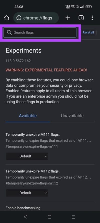 tap-on-search-flags-691x1536-1 كيفية التقاط لقطات الشاشة في وضع التصفح المتخفي على Android