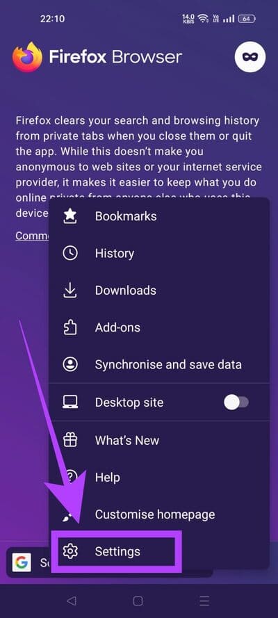 tap-on-setings-691x1536-1 كيفية التقاط لقطات الشاشة في وضع التصفح المتخفي على Android