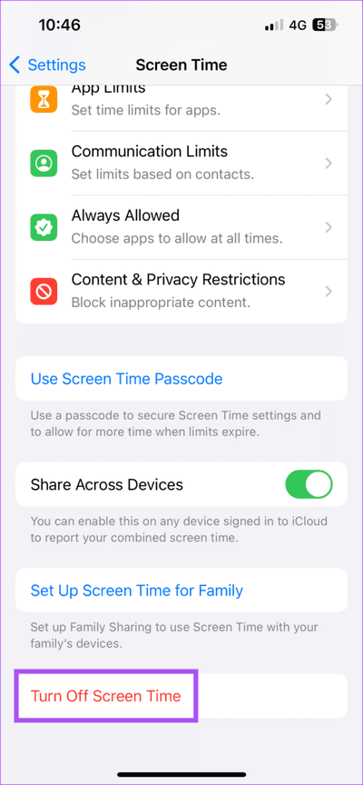 turn-off-screen-time-iphone-711x1536-1 أفضل 6 إصلاحات لـ Apple ID باللون الرمادي على iPhone