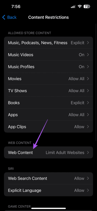 web-content-settings-iphone-710x1536-1 أفضل 6 إصلاحات لـ Apple ID باللون الرمادي على iPhone