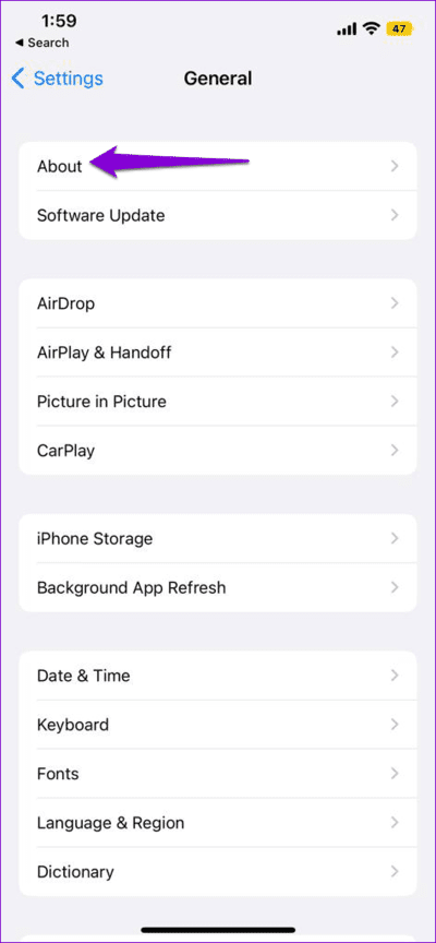 About-Menu-iPhone-3 أفضل 9 طرق لاستعادة نقطة الاتصال الشخصية المفقودة على iPhone