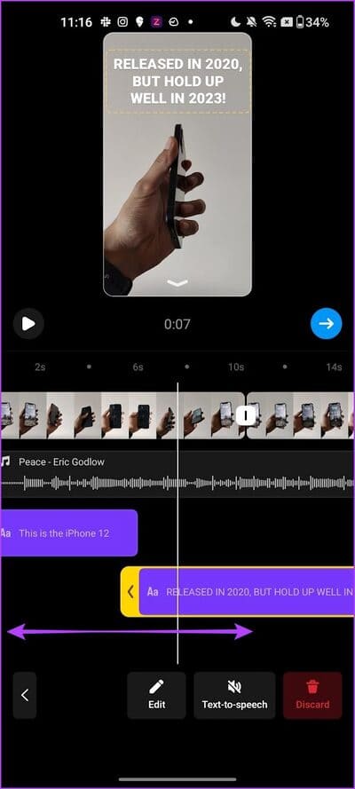 Adjust-Text كيفية تحرير Reels باستخدام محرر Instagram المدمج