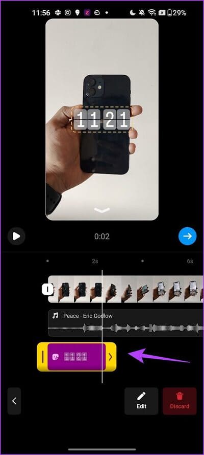 Adjust-sticker-duration كيفية تحرير Reels باستخدام محرر Instagram المدمج