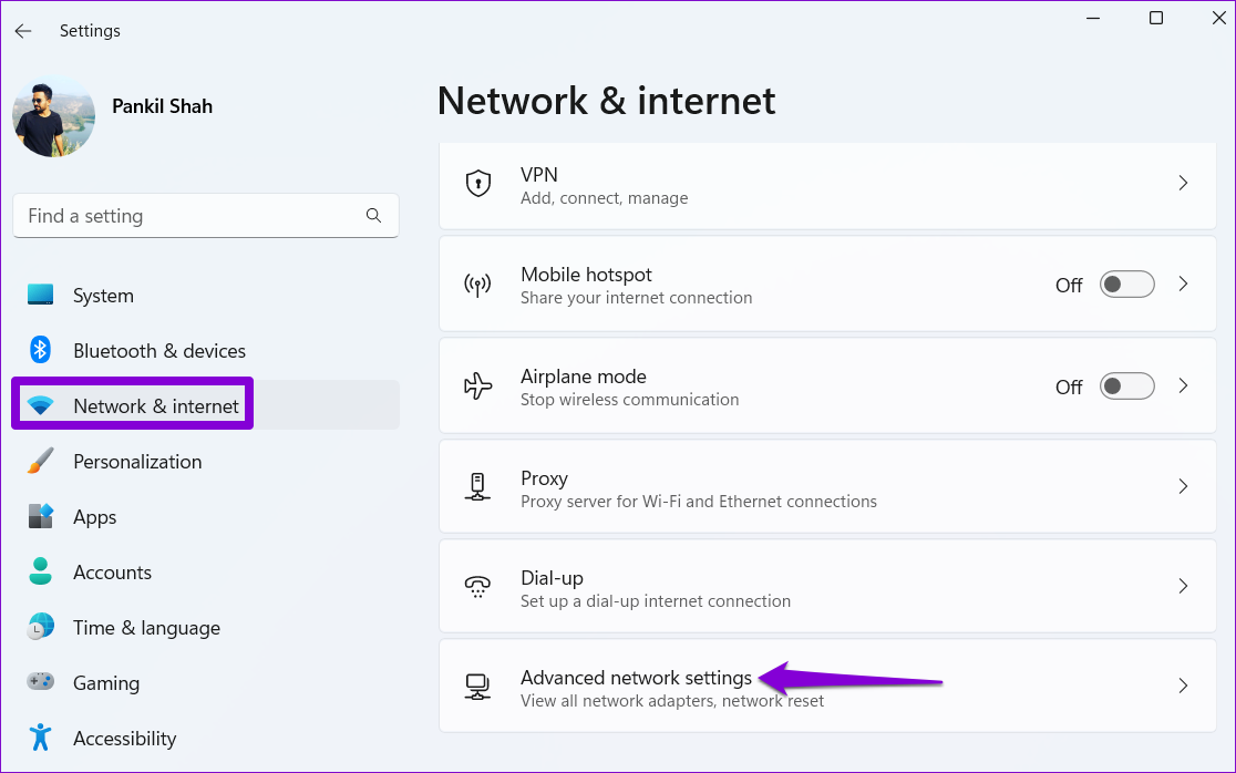 Advanced-Network-Settings-2 بأفضل 8 طرق لإصلاح لا يمكن الاتصال بنطاق تردد 5 جيجاهرتز للـ Wi-Fi على Windows 11